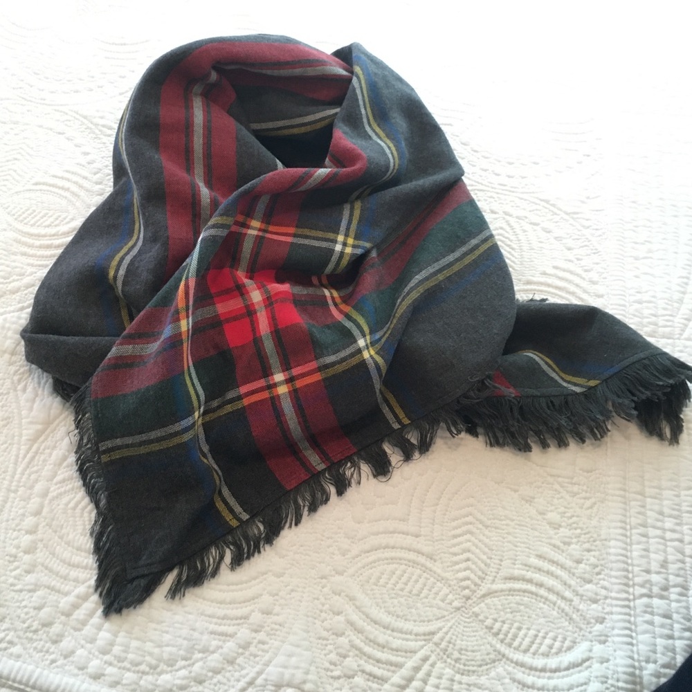 Land’s End Stripe/Plaid Triangle Scarf